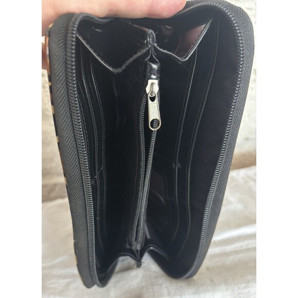 Rare HELLO KITTY Wallet Black Brown Gold Leopard Zip Around Clutch Card Holder - Picture 3 of 6